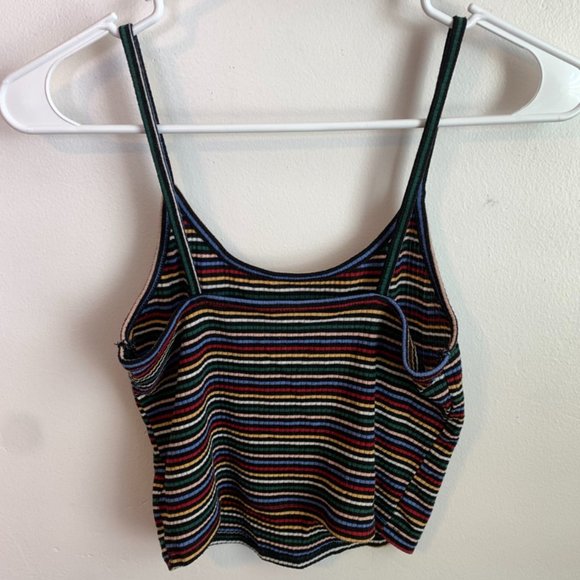 American Eagle Multicolor Striped Cropped Tank Top - Picture 2 of 5